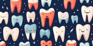 可爱笑脸牙齿图案背景