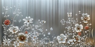 银灰背景上的唯美花卉图案