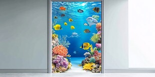 梦幻海底世界门贴装饰