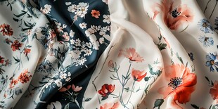 多彩花卉印花布料特写