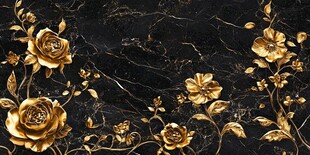 黑金背景金色花卉装饰图