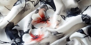 水墨花卉丝绸面料纹理