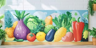 多彩蔬菜壁画装点室内空间