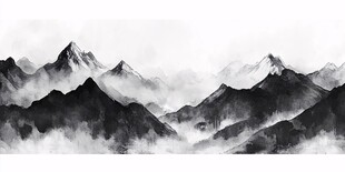 水墨群山间 云雾绕峰峦