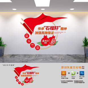 竖版石榴籽精神民族团结文化墙