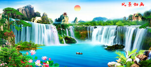 客厅聚宝盆 山水风景画