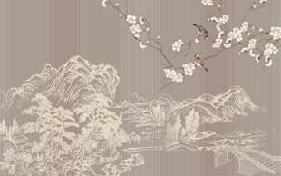 中式水墨山水花鸟图景