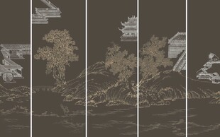 中式水墨风海浪风景图