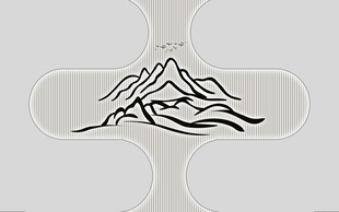 简约线条勾勒的山峦图案