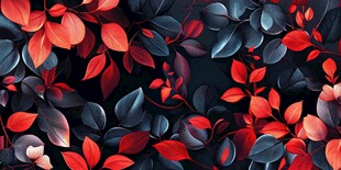 红黑交织的梦幻叶片图案