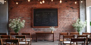 复古砖墙下的简约活动空间