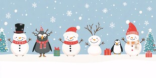 冬日雪人企鹅欢乐聚会