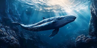 深海巨鲸的梦幻光影之旅