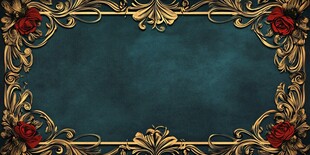 金色雕花配玫瑰复古边框