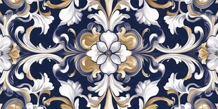 奢华蓝白金色欧式花纹图案