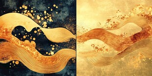 金色动感波浪艺术背景图