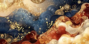 中式金纹海浪国风背景图