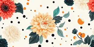 花卉图案 多彩花朵与点缀元素