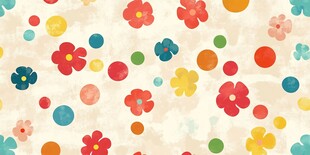 多彩花朵圆点可爱图案背景
