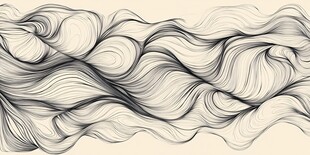 黑白线条抽象波浪纹理图