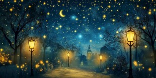 梦幻月夜下的静谧林间小道