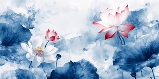 水墨荷花图