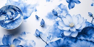 青花瓷韵 荷间瓷碗雅致景