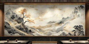 中式山水意境墙画艺术
