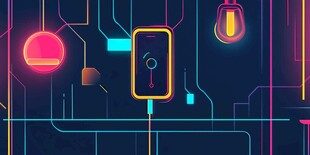 霓虹科技风手机创意插画