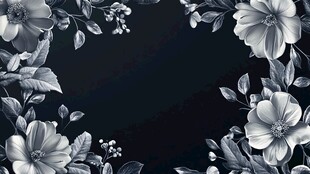 黑白花卉边框装饰图案