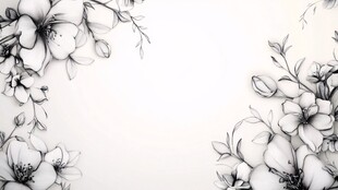 黑白花卉边框设计素材