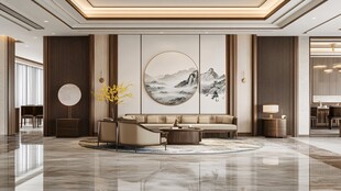 中式风格豪华客厅空间展示