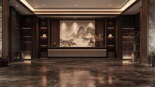 中式典雅酒店大堂接待区