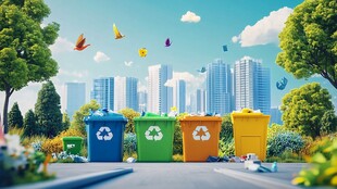 城市中的多彩垃圾分类场景