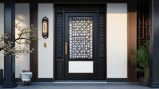 中式典雅入户门精致景致