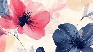 梦幻花卉水彩插画