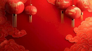 红灯笼映祥云喜庆背景