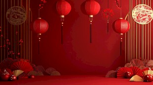 喜庆中式新年场景布置