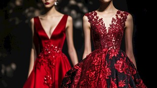 优雅红裙时装秀风采