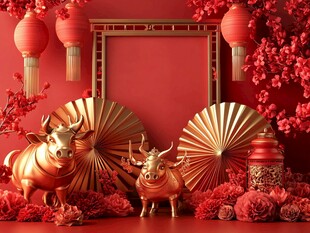 金牛贺岁中式新春装饰