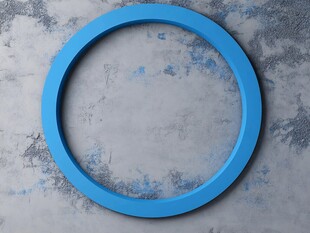蓝色圆环置于斑驳背景上