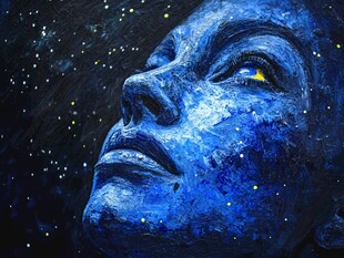 梦幻蓝颜星空下的凝望