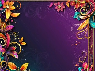 紫色梦幻花卉边框背景图