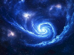 梦幻蓝色旋涡星系宇宙图景