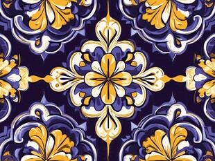 复古花卉几何无缝图案