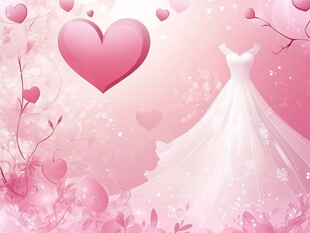 梦幻婚纱与浪漫爱心背景