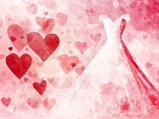 梦幻婚纱与爱心浪漫背景