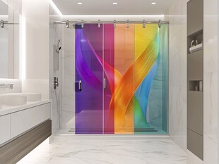 多彩艺术风现代浴室淋浴房