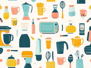 厨房器具多彩图案
