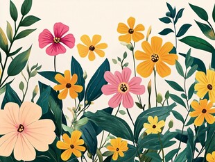 缤纷花卉插画